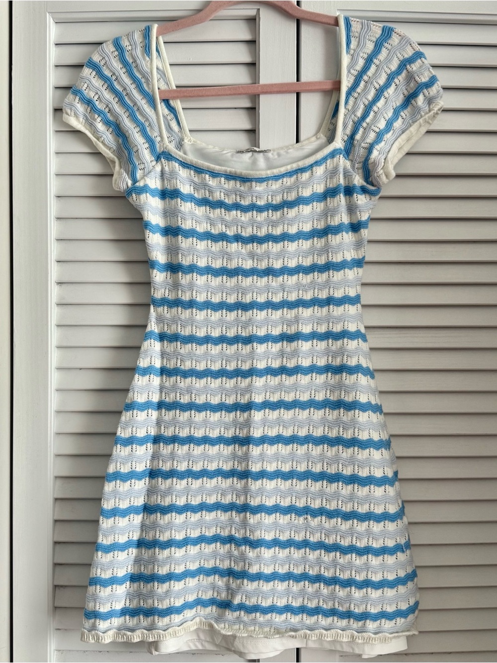 Hollister Blue and White Striped Knit Mini Dress